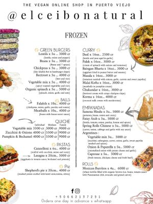 english menu  at El Ceibo Natural in Puerto Viejo De Talamanca