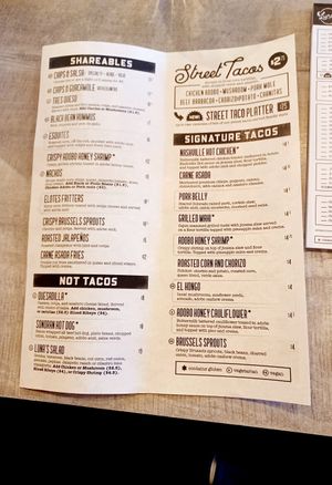 Menu at Luna's Tacos & Tequila in Greeley