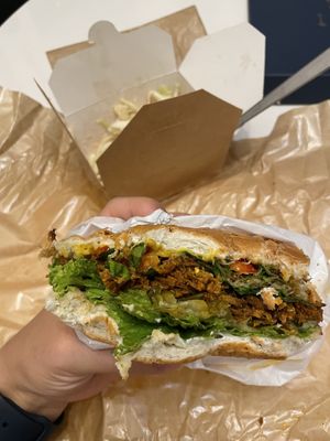 Vegan pastrami burger with coleslaw  at Krowarzywa - Wolnica in Krakow