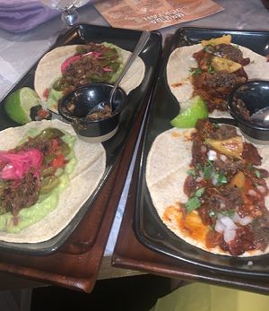 avocado and mushroom tacos   at La Movida in Budapest