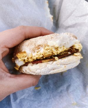 Breakfast muffin at Plant N Vibe – Street Food by Plant N Plate in Birmingham