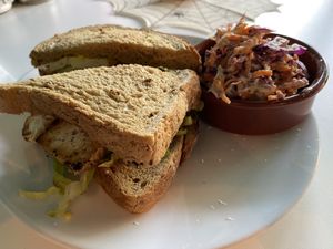 Tofu and Avocado Sandwich with side of coleslaw   at Plant N Vibe – Street Food by Plant N Plate in Birmingham