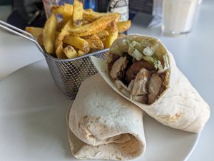 Southern fried chckn wrap with fries at Plant N Vibe – Street Food by Plant N Plate in Birmingham