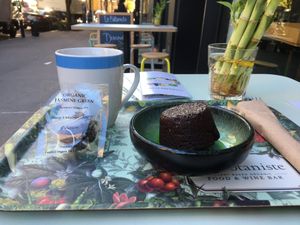 Chia brownie & green tea  at Le Botaniste - UWS in New York City