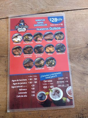 Menu at El Negrito Gorditas in Bernal