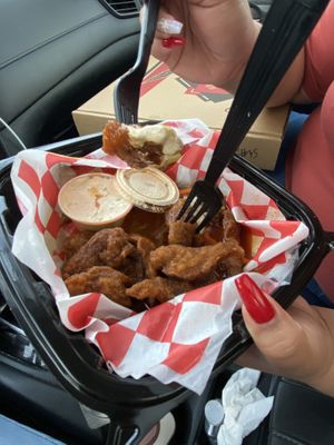 Hot Son Chick'n Wings with Ranch Dressing. at Boardwalk Vegan in Havertown