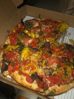 Vegan veggie pizza was delicious- they knocked it out the park  at Boardwalk Vegan in Havertown