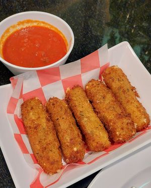 Dreamy cheese sticks, double-sized so this portion is bigger than you think at Boardwalk Vegan in Havertown