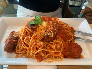 Sausage and Spaghetti at Boardwalk Vegan in Havertown