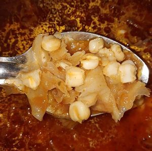 Red menudo with snow mushrooms  at Raul's Cocina in Phoenix