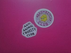 BBC | bathroom stickers at The Fussy Vegan - Greenside in Johannesburg