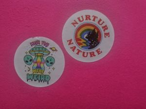 Wish you were weird | bathroom stickers at The Fussy Vegan - Greenside in Johannesburg