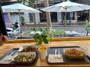 2 salads, soup and pizza, plenty for 2 #Veganuary at Juliana Kind Food  in Tenerife