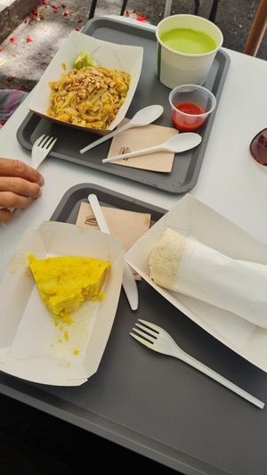 Pad thai, gazpacho, tortilla de patatas, and a wrap at Juliana Kind Food  in Tenerife