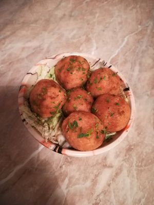 Daphne's favourite - red lentil balls at The Garden Cafe & Restaurant in Budapest