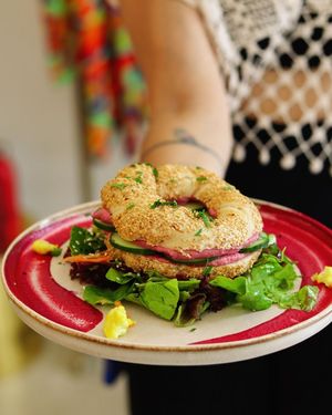 Simit sandwich at The Garden Cafe & Restaurant in Budapest