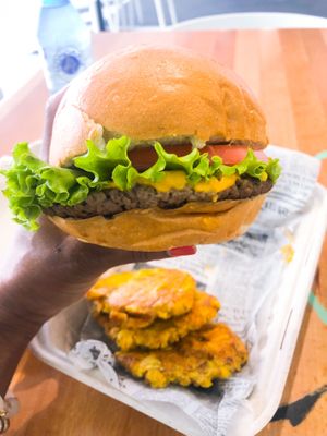 Burger with Impossible Patty & Tostones! at 100% HP in San Juan