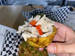 Tostones relleno de Carrucho   at 100% HP in San Juan