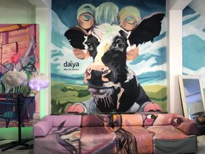 Mural and sofa  at 100% HP in San Juan