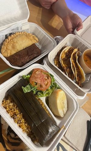 Pictured: Alcapurria, Pastel, Empanada, and Birria Tacos! Favs were the tacos and alcapurria. at 100% HP in San Juan