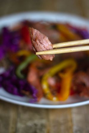 Vegan beef (closer look). You can see how awesome the texture is at Greenwise in Maloyaroslavec