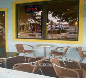 Window signage at Nature's Way Cafe in Delray Beach