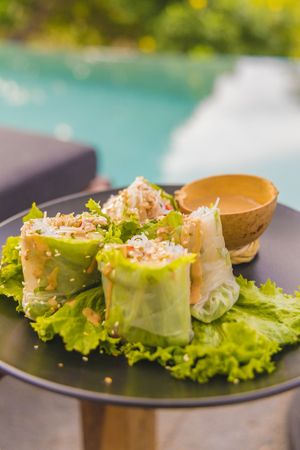 Our delicious spring rolls at Casa Mauna in San Pedro Pochutla