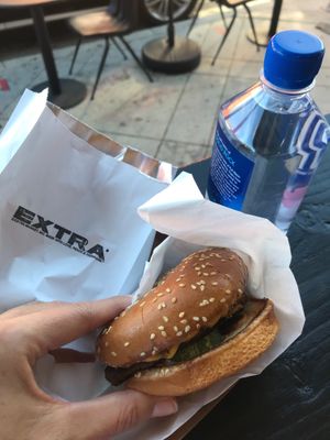 Single burger  at Extra Market in Los Angeles