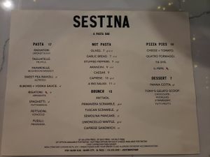 Menu at Sestina - Culver City in Culver City