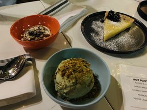 Panna cotta, pistachio gelato, limoncello tart at Sestina - Culver City in Culver City