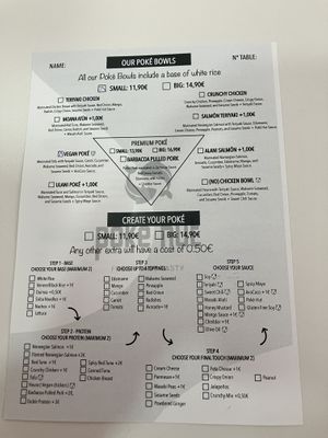 Menu 2025-04-23  at Poké Hut in Tenerife