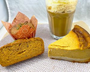 Pumpkin Muffin
Pumpkin Bread
Pumpkin Cheesecake
Pumpkin Spice Latte at The Happy Vegan in San Francisco