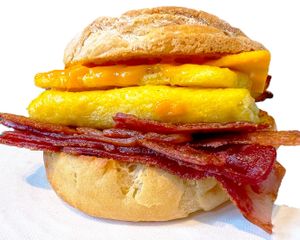 Bacon, Egg & Cheese Breakfast Sandwich at The Happy Vegan in San Francisco