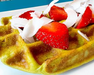 Matcha Waffle at The Happy Vegan in San Francisco