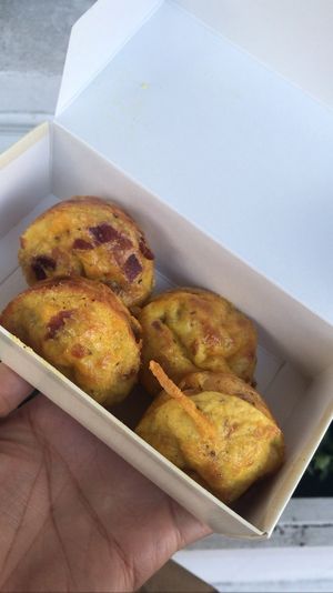 Vegan bacon & Cheddar Eggbites at The Happy Vegan in San Francisco