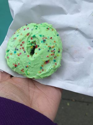 Vegan matcha donut at The Happy Vegan in San Francisco