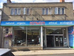 Entrance  at Earthfare in Glastonbury