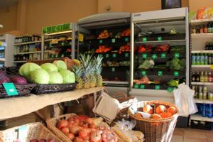 There's always a big healthy selection of fairly priced, fresh, organic fruits and veggies, favouring local produce whenever possible.  at Earthfare in Glastonbury