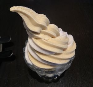 Vanilla and Pumpkin spice swirl soft serve. at PLANTA Queen  in Coconut Grove