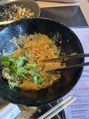 You can visibly see the oil sitting on this half eaten dish  at PLANTA Queen  in Coconut Grove