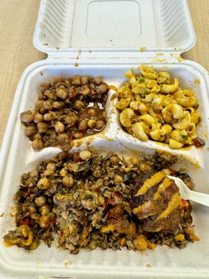 Delicious selections from the hot bar    at Vegan Time Cafe in Stone Mountain