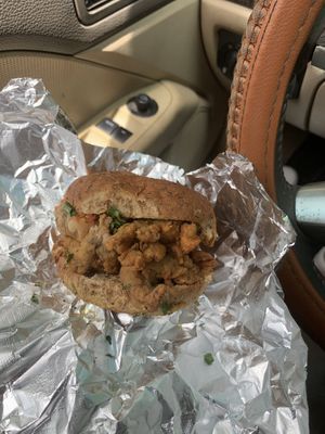 Fried oyster mushroom sandwich   at Vegan Time Cafe in Stone Mountain