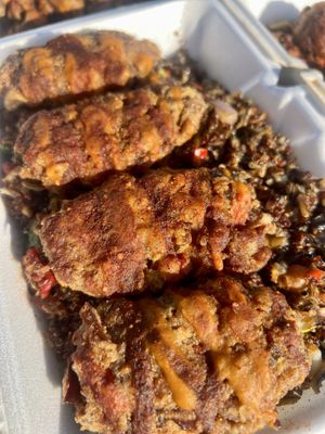 Wings and wild rice  at Vegan Time Cafe in Stone Mountain