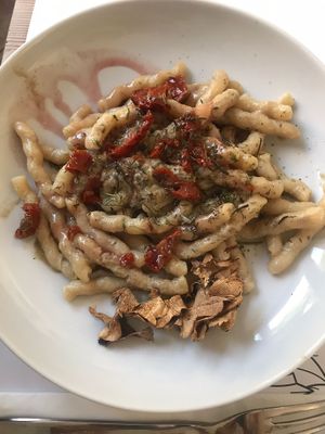 Pasta with mushrooms and dried tomatoes at Nativa in Rome
