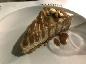 Peanut and salted caramel “cheesecake " at Nativa in Rome