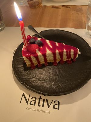 Got a candle in my dessert cause it was my birthday! So sweet.   at Nativa in Rome
