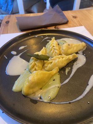 Culurgiones broad beans and "pecorino"  at Nativa in Rome