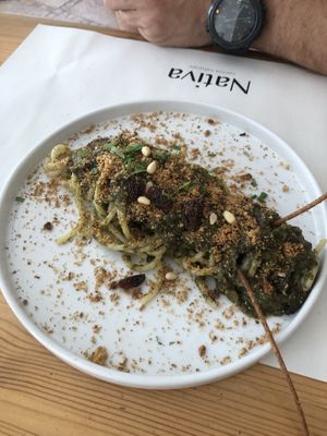 Spaghetti with algae / „ocean“-flavor   at Nativa in Rome