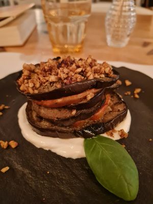 Eggplant millefoglie at Nativa in Rome