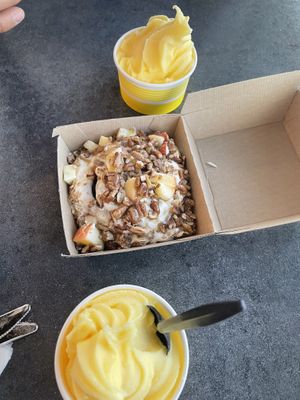 Caramel Apple Pie Bun and dole whip! 🍍   at Cinnaholic in Cypress